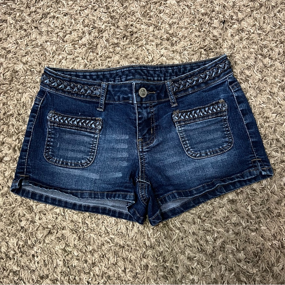 Sound Girl Y2K Denim Shorts Blue Jean Braided Embellishment Juniors Size 5